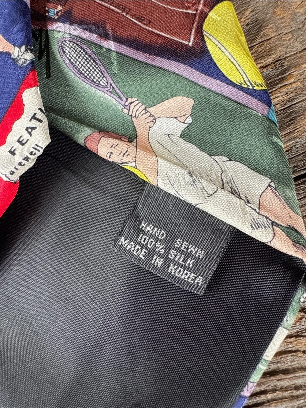 Nicole Miller vintage 1995 silk tennis magazine tie unisex